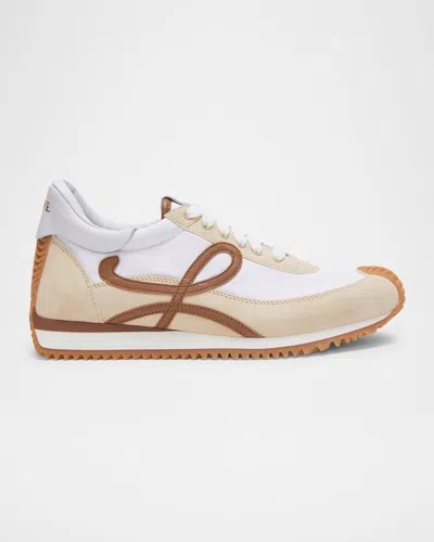 Loewe Flow Runner Leather-trimmed Shell And Suede Sneakers