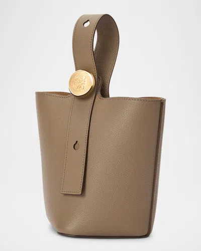 Loewe Mini Pebble Bucket In Soft Grained Calfskin In Brown