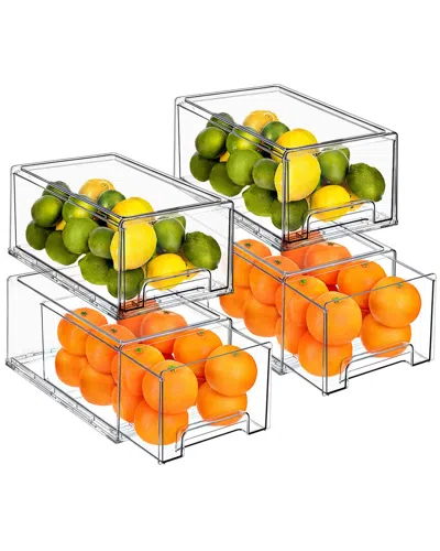 Sorbus Set Of 4 Clear Stackable Large Pullout Organizer Drawers In Transparent