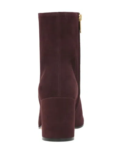 Gianvito Rossi Joelle Suede Block-heel Booties In Burgundy
