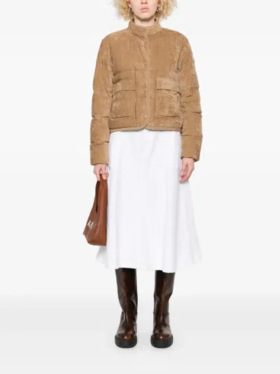 Moncler Essarts Ricrac-trimmed Quilted Padded Down Corduroy Jacket In Brown