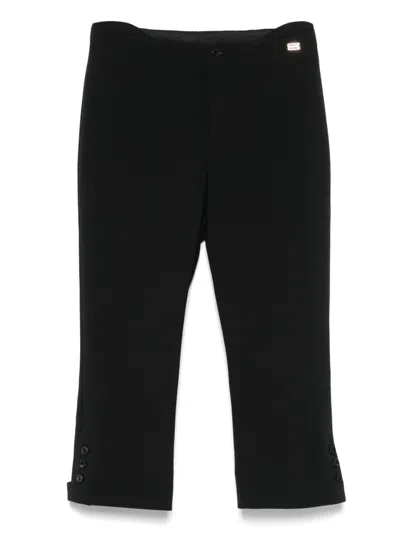 Victoria Beckham Buttoned Cuff Cropped Wool Trousers In Black