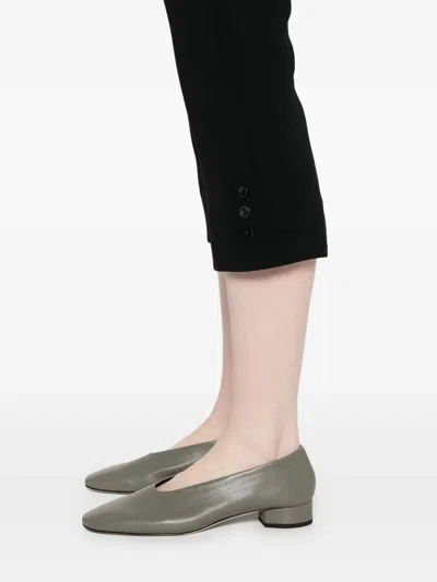 Victoria Beckham Buttoned Cuff Cropped Wool Trousers In Black