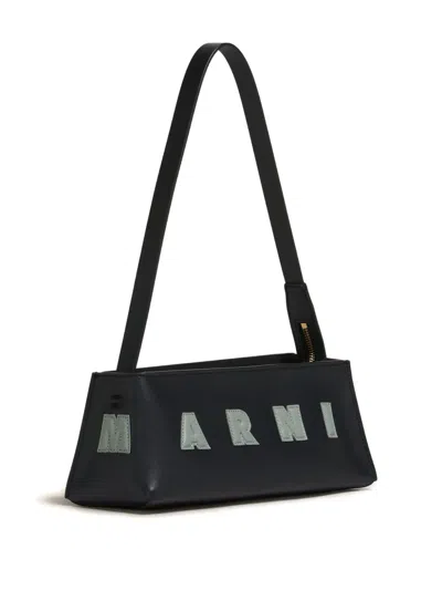 Marni Rectangular Shoulder Bag With Gold-tone Hardware In Black