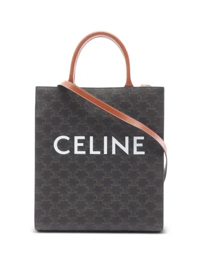 Pre-owned Celine 2000s Small Vertical Hippopotamus Triomphe Two-way Handbag In Black