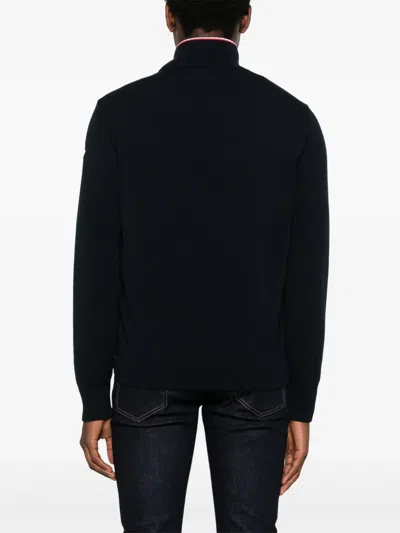 Moncler Padded Zip-up Cotton Cardigan Clothing In Blue