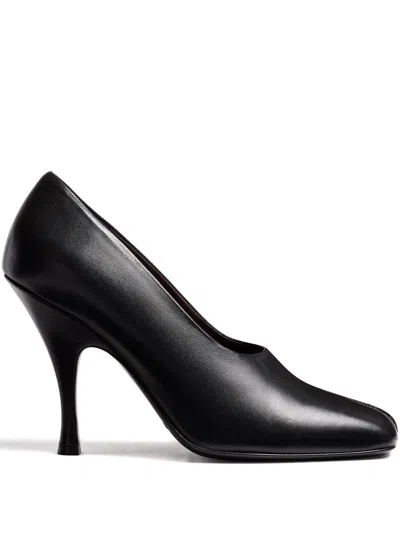 Khaite Eva Peep-toe Leather Pumps In Black