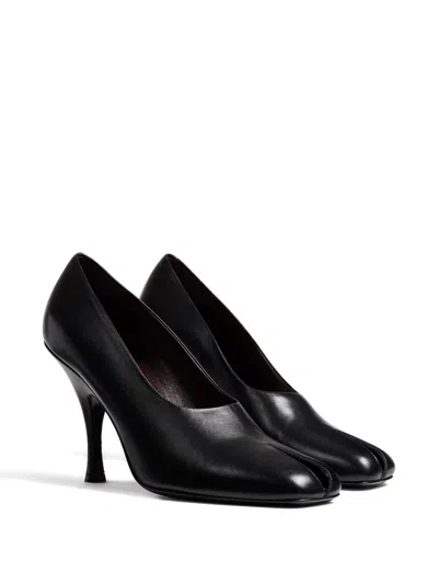 Khaite Eva Peep-toe Leather Pumps In Black