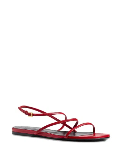 Khaite Strappy Flat Sandal In Red