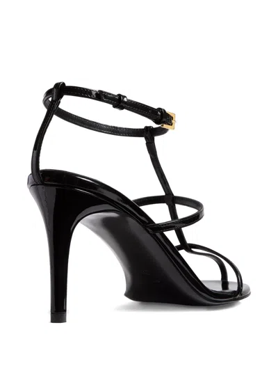 Khaite Black Leather Loop Sandals
