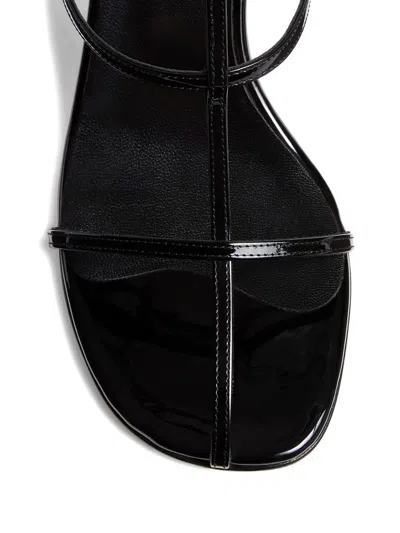 Khaite Black Leather Loop Sandals