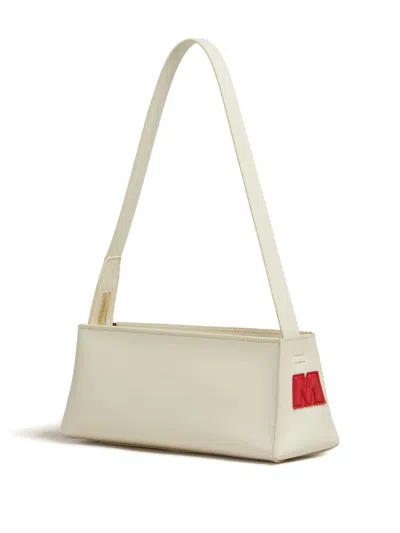 Marni Borsa A Spalla Museo Baguette In Pelle Crema In White