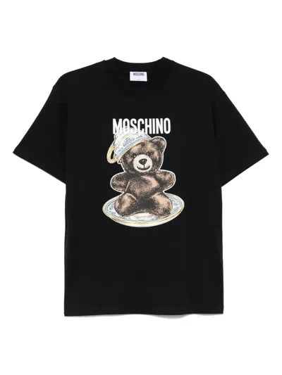 Moschino Graphic Bear Print Crew Neck T-shirt In Black