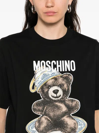 Moschino Graphic Bear Print Crew Neck T-shirt In Black
