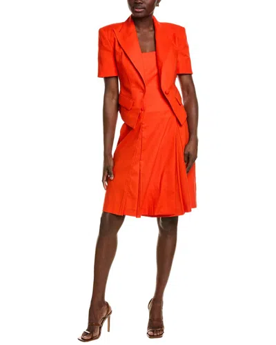 Bgl 2pc Linen-blend Blazer & Dress Set In Orange