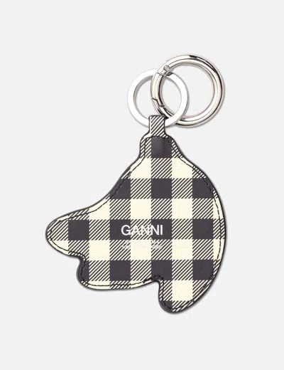 Ganni Multicolor Banana Shaped Keyring With Logo Lettering On The Front In Leather And Tech Fabric Woman In Metallic