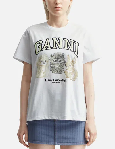 Ganni Animals White T-shirt