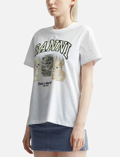 Ganni Animals White T-shirt