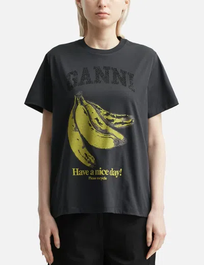 Ganni Relaxed Banana T-shirt In Black