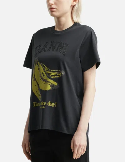 Ganni Relaxed Banana T-shirt In Black