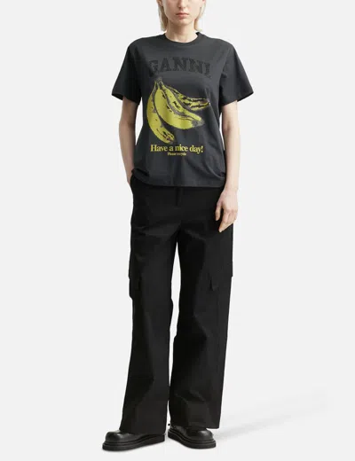 Ganni Relaxed Banana T-shirt In Black