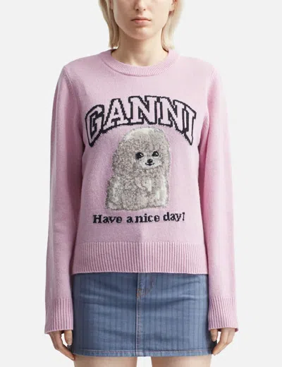 Ganni Poodle Pink Crewneck Jumper