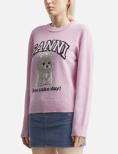 Ganni Poodle Pink Crewneck Jumper