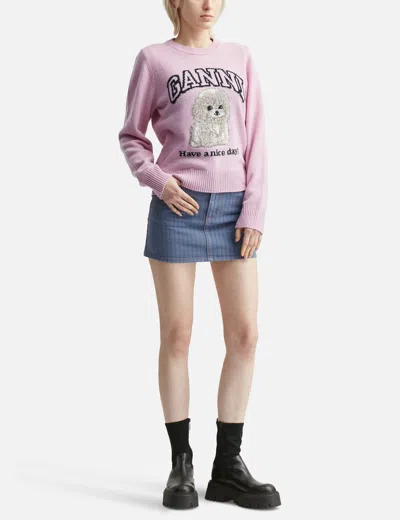 Ganni Poodle Pink Crewneck Jumper