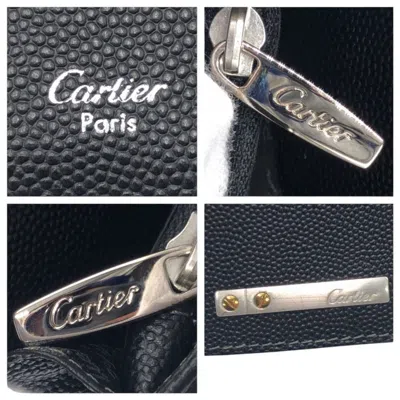Pre-owned Cartier Black Leather Long Wallet (bi-fold) ()