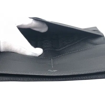 Pre-owned Cartier Black Leather Long Wallet (bi-fold) ()