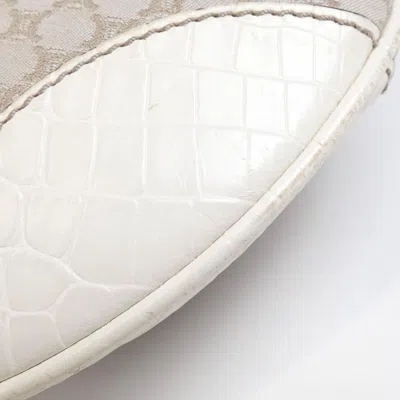 Pre-owned Celine Beige White Canvas Shoulder Bag ()