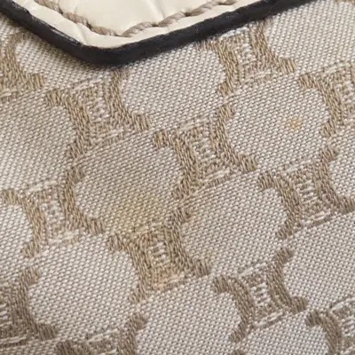 Pre-owned Celine Beige White Canvas Shoulder Bag ()