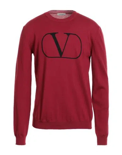 Valentino Garavani Man Sweater Burgundy Size 44 Virgin Wool