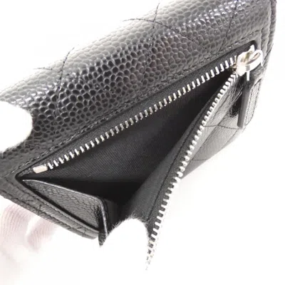 Pre-owned Chanel Black Bordeaux Grained Calfskin Wallet (tri-fold) ()