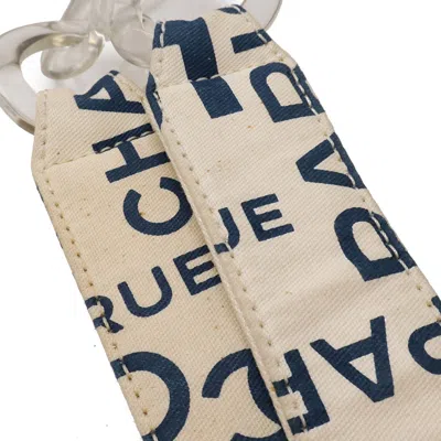 Pre-owned Chanel Blue Ivory Canvas Plastic Tote Bag ()