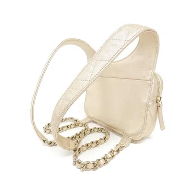 Pre-owned Chanel Gold Ivory Leather Backpack ()