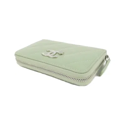 Pre-owned Chanel Green Leather Coin Purse/coin Case ()