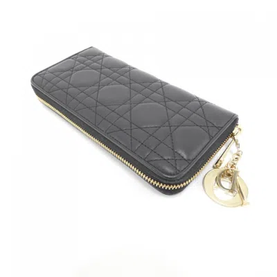 Pre-owned Dior Christian  Black Leather Long Wallet (bi-fold) ()