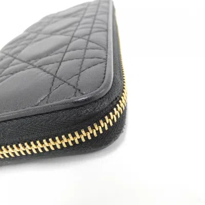 Pre-owned Dior Christian  Black Leather Long Wallet (bi-fold) ()
