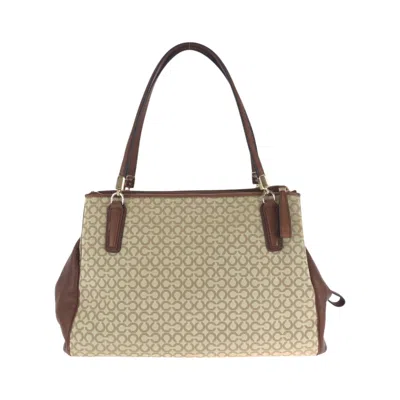 Pre-owned Coach Beige Brown Canvas Handbag Shoulder Bag ()