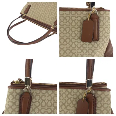 Pre-owned Coach Beige Brown Canvas Handbag Shoulder Bag ()
