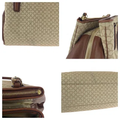 Pre-owned Coach Beige Brown Canvas Handbag Shoulder Bag ()