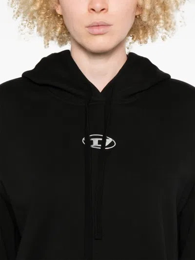 Diesel Hoodie With Metal-effect Oval D Logo In Black