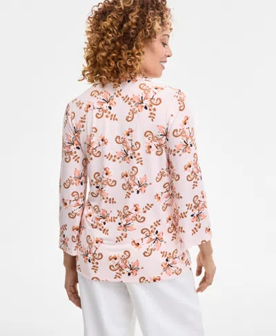 Jm Collection Women's Printed Collared 3/4-sleeve Top, Exclusively At Macy's In Multi