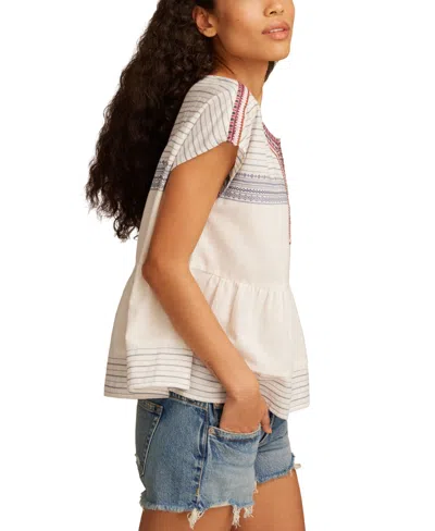 Lucky Brand Women's Shell Sleeve Peasant Blouse