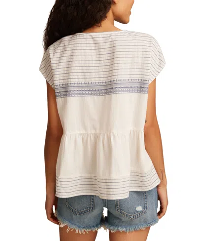 Lucky Brand Women's Shell Sleeve Peasant Blouse