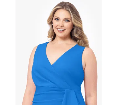 Betsy & Adam Plus Size Sleeveless Ruffled High-low Gown In Burgundy