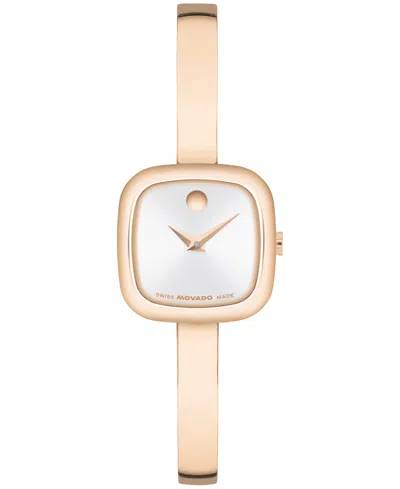 Movado Women's Museum Cushion Swiss Quartz Rose Pvd Bangle Watch, 21.50mm