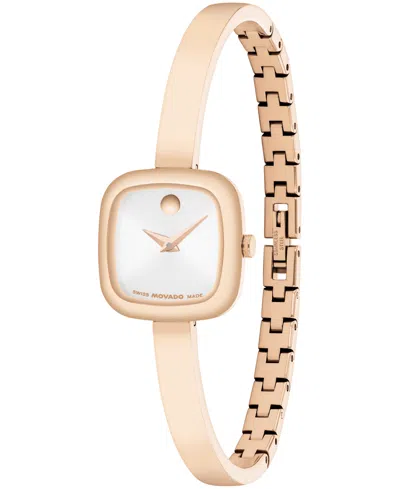 Movado Women's Museum Cushion Swiss Quartz Rose Pvd Bangle Watch, 21.50mm