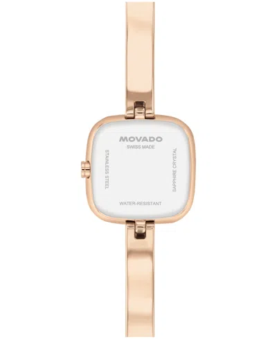 Movado Women's Museum Cushion Swiss Quartz Rose Pvd Bangle Watch, 21.50mm